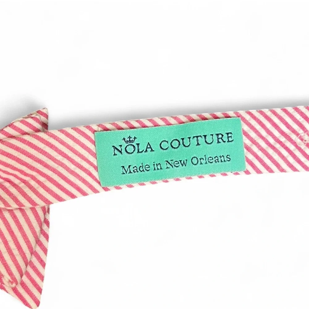 🐞Boys’ NOLA COUTURE Panama Pink Seersucker Bow Tie
